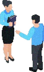 話をする男女