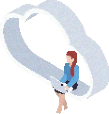クラウドに座る女性